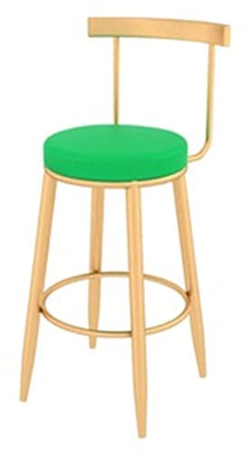 FanXus High Chair Home Living Room Company Beauty Nail bar chair Ergonomic Backrest and Golden Chair Legs, Sitting Height 75 cm(Color:Black) (Green) Made in China