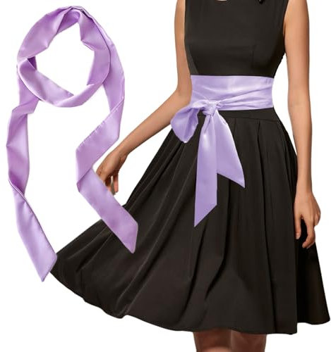 AWOCAN Ceinture longue en satin double face pour femme - Pour mariage, demoiselle d'honneur, violet, taille unique