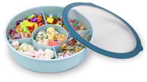 Bugucat Boîte de Rangement 28.2 × 8.5cm, Plateau Aperitif Plateau Apero avec Couvercle,Bols à Tapas et Sauces avec 5 Compartiments,Plateau Plastique,Plateau de Service pour Snacks,Noix,Fruits,Bonbons