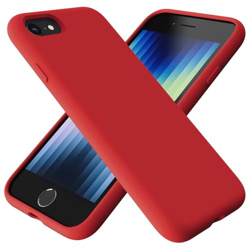 TAXXOE Liquid Silicone Case Compatible with iPhone SE 2020/2022, iPhone 8/7, 4.7 Inch, Soft-Touch, Shockproof, DustProof, Antiskid Full Body Phone Cover for iPhone SE - Red