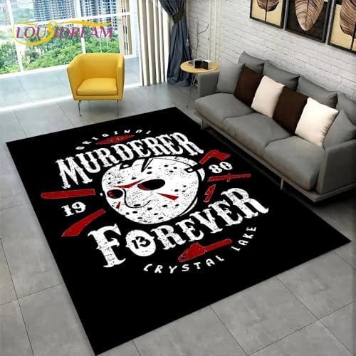 BBAUER Horror Movie Character Pattern Print Flannel Rug Door Mat Decoration Home Non-Slip Floor Mat D1368 120×180CM
