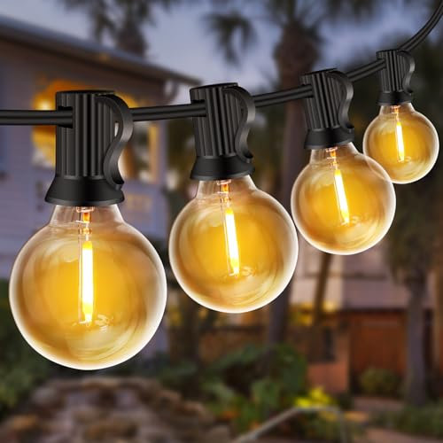 ZYRIVON 30M/100FT Outdoor String Lights Mains Powered - 50+3 LED Waterproof Garden Illumination for Wedding, Christmas, Gazebo, Fence, Roof - Warm White, Shatterproof