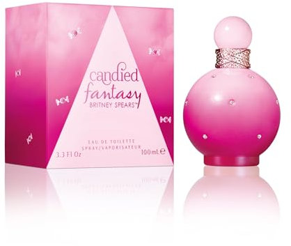 Britney Spears Candied Fantasy 100 ml – Eau de Toilette pour Femme – Fragrance Florale Gourmande – Notes de Bubblegum, Hibiscus Rose et Musc – Flacon Ombre Rose