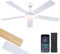 Ventilateur de plafond avec lumière, ventilateur de plafond 132CM avec lumière et télécommande, réversible, dimmable, silencieux, ventilateur de plafond pour chambre à coucher intérieur/extérieur