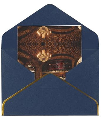 Rotweinkeller-Bild-Druck, Dankeskarte mit Umschlag, Weihnachtsgeschenkkarte mit Goldfolien-Rand