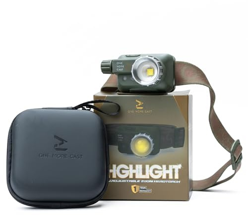 OMC Highlight Headtorch - USB-C Rechargeable, Up to 320 Lumens | Adjustable Zoom Beam with Motion Sensor and Twist Control for Bankside and Outdoor Use