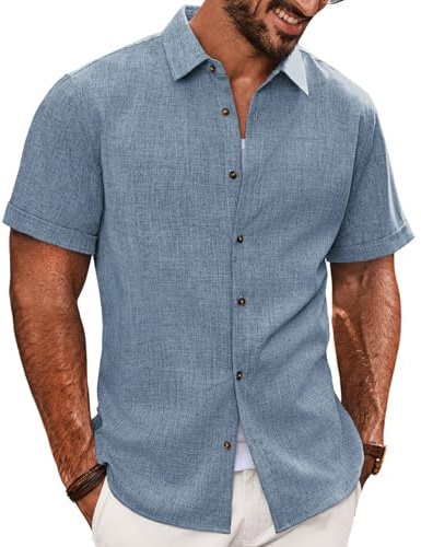 PJ PAUL JONES Chemise d'été boutonnée à manches courtes pour homme avec poche