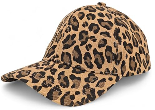 styleBREAKER Damen Baseball Cap mit Leoparden Muster verstellbar | 6-Panel Basecap aus Baumwolle mit gebogenem Schirm | atmungsaktive Animal Print Kappe für Freizeit Sport Sommer, Farbe:Braun