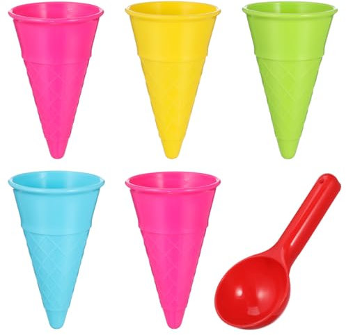 Toddmomy 6-Teiliges EIS Sandspielzeug: Strandspielzeug Aus Kunststoff Mit EistüTen Sandform-Spielzeug Sandkasten EisföRmchen FüR Kinder Sandform-Set FüR Den Strand Im Freien