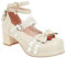 FGUUTYM Mary Jane Scarpe basse Con Tacco Alto Ragazze Donne Dolci Ed Eleganti Scarpe Da Principessa Scarpette Abiti Pizzo Fiocco Perla Fragola Carino Scarpe Da Sera Scarpe Da Sposa Festa, bianco, 35