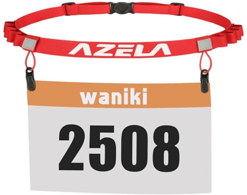 Waniki Triathlon Startnummernband Laufgurt mit Nummernhalter & 8 Gel Schlaufengürtel Einstellbar Running Belt Laufgürtel für Joggen Radfahren Marathons (Ohne Tasche)