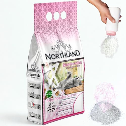 Katzenstreu Babypuder Duft 5L | 100% Natürlich & 99,9% Staubfrei | Extra Stark Klumpend & Geruchsbindend | Bentonit Klumpstreu für Katzentoilette