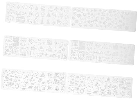 Homoyoyo Christmas Nail Stamping Plates 6pcs Manicure Template Nail Printing Decals Plate Xmas Manicure Supply for Holiday