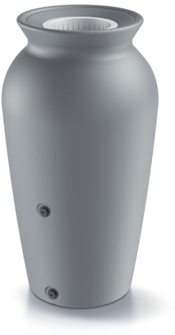 Velcan Decorative Rainwater Tank – Garden Water Butt, Frost & UV Resistant, Standalone Rain Collector with Filter (Grey, 120 L)
