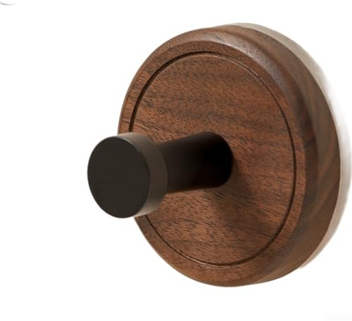 Pumixiy Gancho de madera de nogal con ventosa, fuerte, sin taladro, montado en la pared, gancho de baño resistente para toallas, batas y accesorios, instalación sencilla decorativa (1)