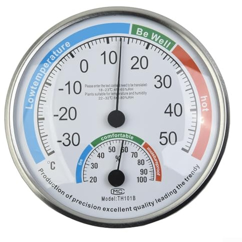 Analoges Thermometer und Hygrometer für die Klimaüberwachung im Innen- und Außenbereich, großes Zifferblatt Temperatur- und Feuchtigkeitsmessgerät für Zuhause, Büro, Garten, Klassenzimmer, Labor und