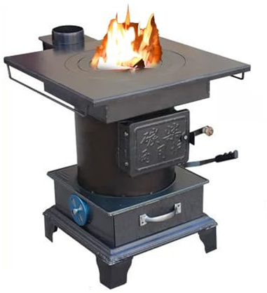 Gusseiserner Holzofen, Pelletofen For Zelte Mit Verdicktem Rauchabzug Und Staubabziehgriff For Verschiedene Feste Brennstoffe