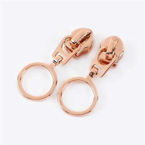 Metallreißverschlüsse 5/10/20/30 Stück 5# Reißverschlussschieber for Nylon-Reißverschlüsse, O-Ring, Reißverschlusskopf, Tasche, Jacke, Reißverschlüsse, Reparaturset, DIY-Nähen(RoseGold,5Pcs)