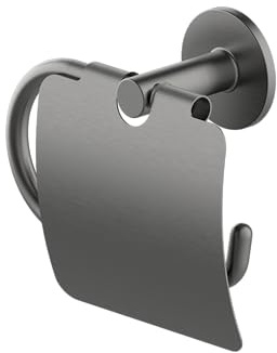 Lenz Toilettenpapierhalter SIVO in Graphit – Mit Deckel | Wandmontage, Klopapierhalter zum Bohren oder Kleben, Pflegeleichte Oberfläche & hochwertige Verarbeitung, 4213752