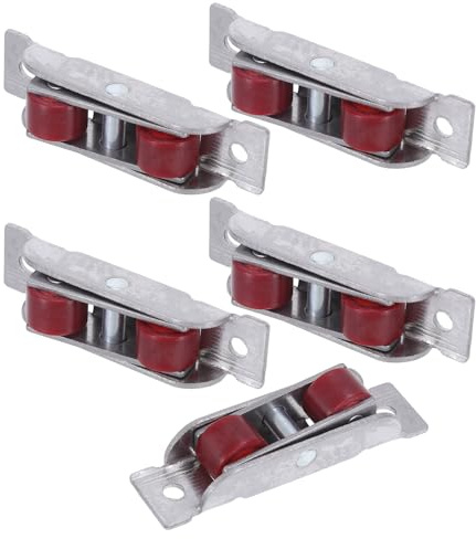 SEWACC 5pcs 88-Type Stainless Steel Sliding Door Bottom Wheels 16mm Wide Double Flat Rollers for Sliding Closet, Glass Slider, and Screen Doors Replacement Kit