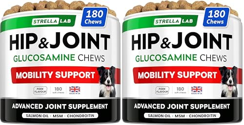 STRELLALAB Joint Supplement for Dogs, Glucosamine Hip Joint Chews - Mobility Aid Care (Pack of 2)