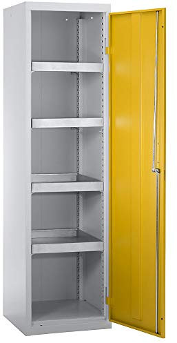 STUMPF | Umweltschrank ohne Türlochung | HxBxT 1800 x 500 x 500 mm | 4 Wannenböden | lichtgrau/signalgelb