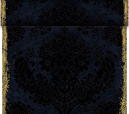 Duni Dunicel Tischläufer Tête-à-Tête 40 x 2400 cm, Duni Tete a Tete mit 20 perforierten Abschnitten à 1,20 m lang und 0,40 cm breit (Royal Black, 1)