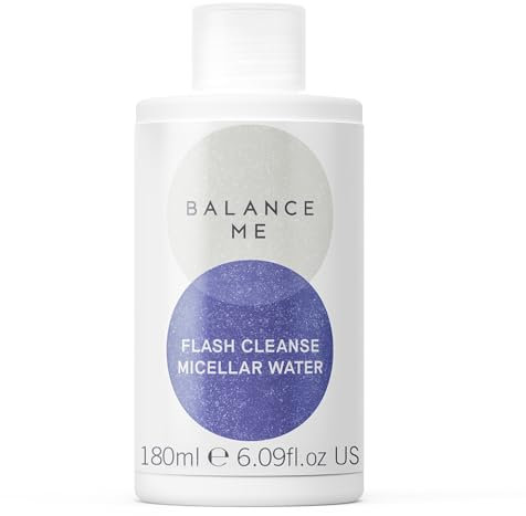 Balance Me Flash Cleanse Micellar Water 180ml, Facial Cleanser with Hyaluronic Acid, Makeup Remover for All Skin Types, Vegan Friendly