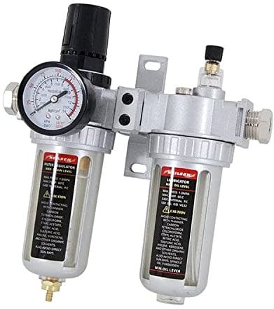 Neilsen CT0770 Air Regulator with Filter & Lubricator – 1/2in BSP, 150psi, 28cfm, Auto Drain, Locking Control Knob, Sight Glass, Wall Bracket, for Workshop Air Lines & Compressors