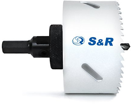 S&R Scie à cloche Trépan HSS Cobalt Bimétal avec adaptateur hexagonal et foret de centrage. Pour bois, acier, métal, fonte, plastique, placoplâtre. MADE IN GERMANY (79 mm)