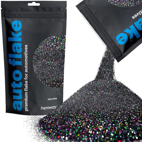 Hemway Premium Automotive Glitter Flake Paint Additive - Black Holographic | Microfine Metal Flakes for Car, Truck, RV, Motorbike & Boat Decoration | Mix with Auto Paint | 100 g
