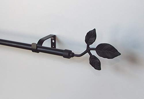 myraumdesign Gardinenstange Metall Vorhangstange Blatt 16 mm Durchmesser in schwarz (120 cm)
