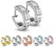 Treuheld® | Silberne Klapp-Creolen/Ohrringe zum Klappen | medizinischer Edelstahl | mit klaren Kristallen | 4mm x 15mm | Set/Paar Ohrstecker