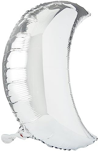 Unique Party 73279 - 23 Foil Outer Space Moon Shape Balloon, Grey, Large