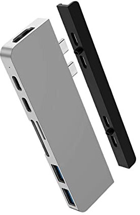 HyperDrive USB C Hub, el Mejor Adaptador de hub Dual para Mac USB-C para MacBook Pro Air, 7in2 Tipo-C 100W PD, USBC 40Gbps Data, 4K HDMI, Lector de Tarjetas microSD/SD, 2xUSB 3.1
