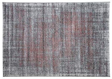 andiamo Webteppich moderner stilvoller Kurzflor Teppich robust und pflegeleicht aus 100% Polypropylen geeignet für Fußbodenheizung und Saugroboter 133 x 190 cm Streifen Grau-Koralle