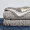Longhui bedding - Large Cable Knit Fleece Throw Blanket 60 x 80 Grey