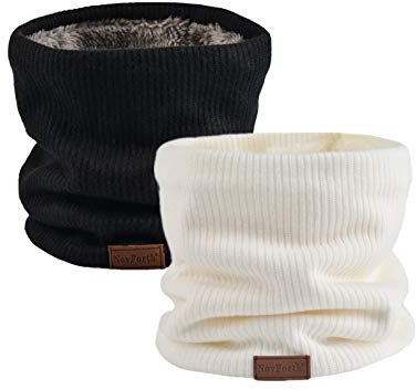 NovForth Winter Neck Warmer Fleece Lined Infinity Scarf Thicken Windproof and Dust Skiing Circle for mens women Double-Layer Fleece Lining Knit