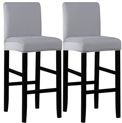 MINGZJ High Stools Bar Stuhlhussen 2er Set,Schonbezug für runde und eckige Stuhl,Waschbar Elastische Pub Stuhlbezug,nur Hussen,Grau
