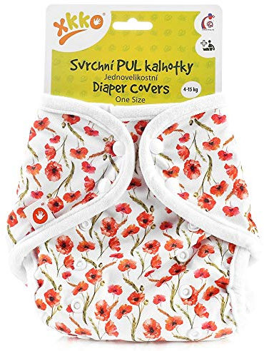 XKKO - Überhose (PUL) - One Size (4-15 kg) - Rote Mohnblumen