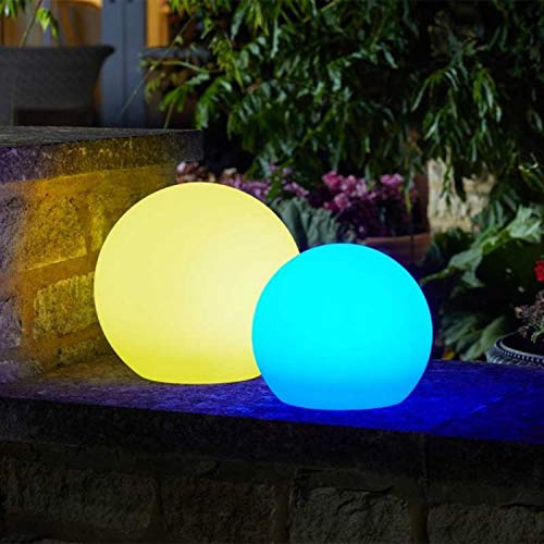 Garden Mile Set of 2 Large Orb LED Garden Lights with USB Charging Solar Lights Outdoor Garden Decorations Colour Changing Waterproof All Year Round Patio Driveway Pathway Lighting for Outdoors