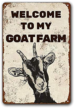 Placa de metal vintage con texto en inglés «Welcome To My Goat Farm», placa de metal retro para decoración de pared, regalo para baño, restaurante, granja, dormitorio, cafetería, escuela, 8 x 12