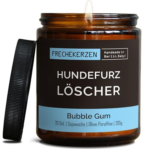 Lustige Duftkerze mit Spruch für Hunde Besitzer & Liebhaber | Handgemacht aus Sojawachs | In Geschenkbox | Nachhaltiges Valentinsgeschenk, Gast Geschenk Hundehalter Dog Lovers |Bubble Gum