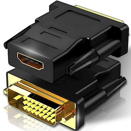 Retoo Câble Hdmi vers Dvi, Broche mâle DVI-D (24+1), HDMI 15 Broches Femelle, Résolution Full HD Jusqu'à 1080p, Compatible pour Xbox One, PS4, PS3, PC, TV, Projecteur, Plaqué Or, Bidirectionnel, Noir