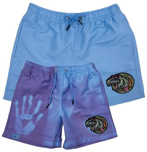 HECKBO - Magische Farbwechsel Badehose für Jungen 7 Jahre - Dinosaurier Design, UV-Sensitiv, Schnelltrocknend