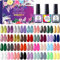 BEYAOBN UV Nagellack Set, 39 Stück Gel Nagellack Set Nagel Gel Farben Set Für NäGel Gel Nail Polish Farbgel GelnäGel Set AnfäNger mit Base Coat Glänzend Top Coat Matte Top Coat für Art Nagel Design