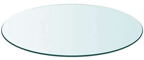 Festnight Tablero Mesa de Cristal Templado,Superficie de Mesa Redonda, Tablero para Escritorio, Mesa Comedor, Mesa de Salón, Mesa de Cocina, Ø400 mm