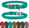 BRONZEDOG Hundehalsband aus gerolltem Leder mit QR-ID-Tag, verstellbar, weiche runde Halsbänder für kleine, mittelgroße und große Hunde, Welpen, Katzen (Türkis, 28-36 cm)