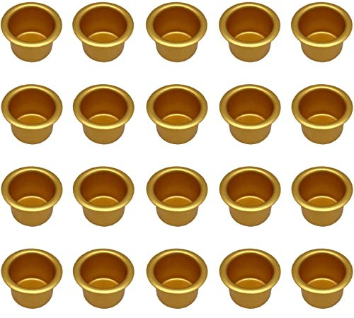 Lot de 20 mini bougeoirs ronds en métal pour bougies - Attrape-gouttes - Convient pour la fabrication de bougies à la maison, les mariages, les dîners
