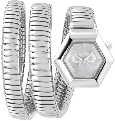 Philipp Plein Damenuhr $Nake Hexagon Silberfarben PWZAA0123